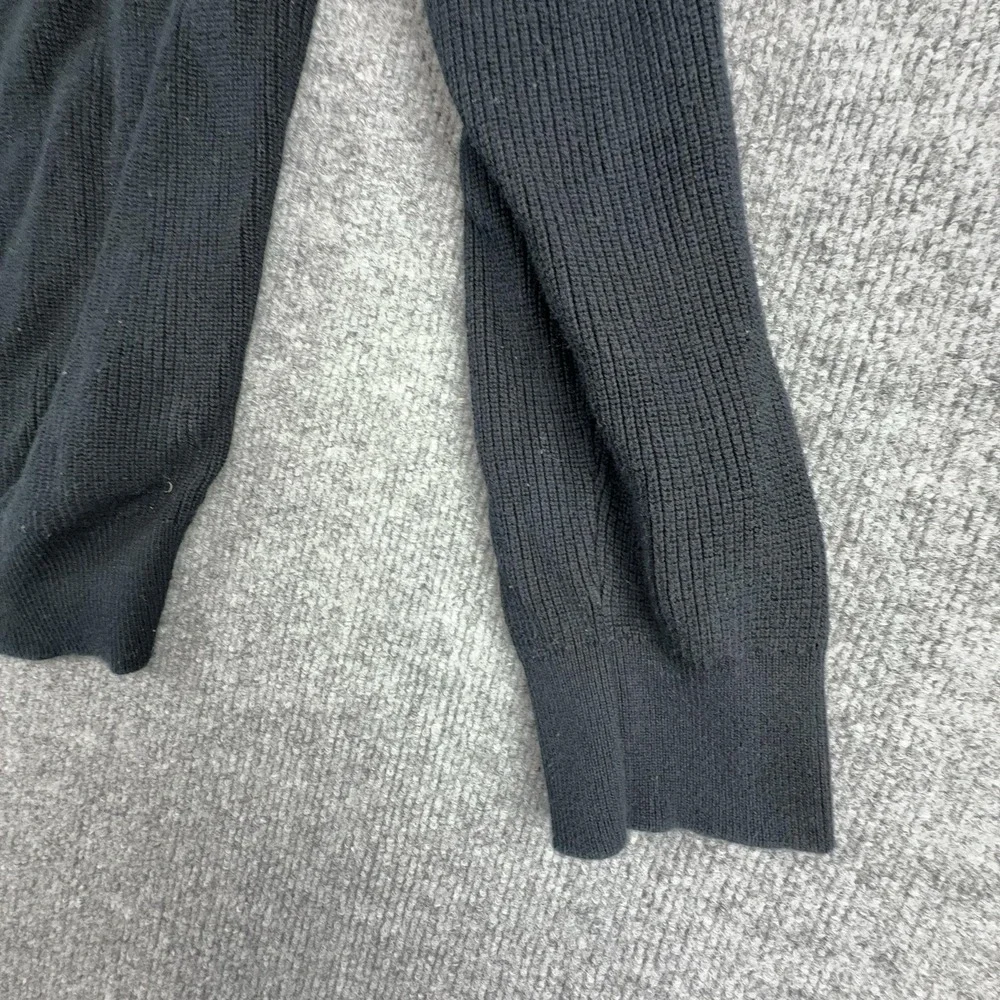 H&M Sweater Mens XL Black 1/4 Zip Mock Neck Cotton Knit Pullover Slim Fit Casual